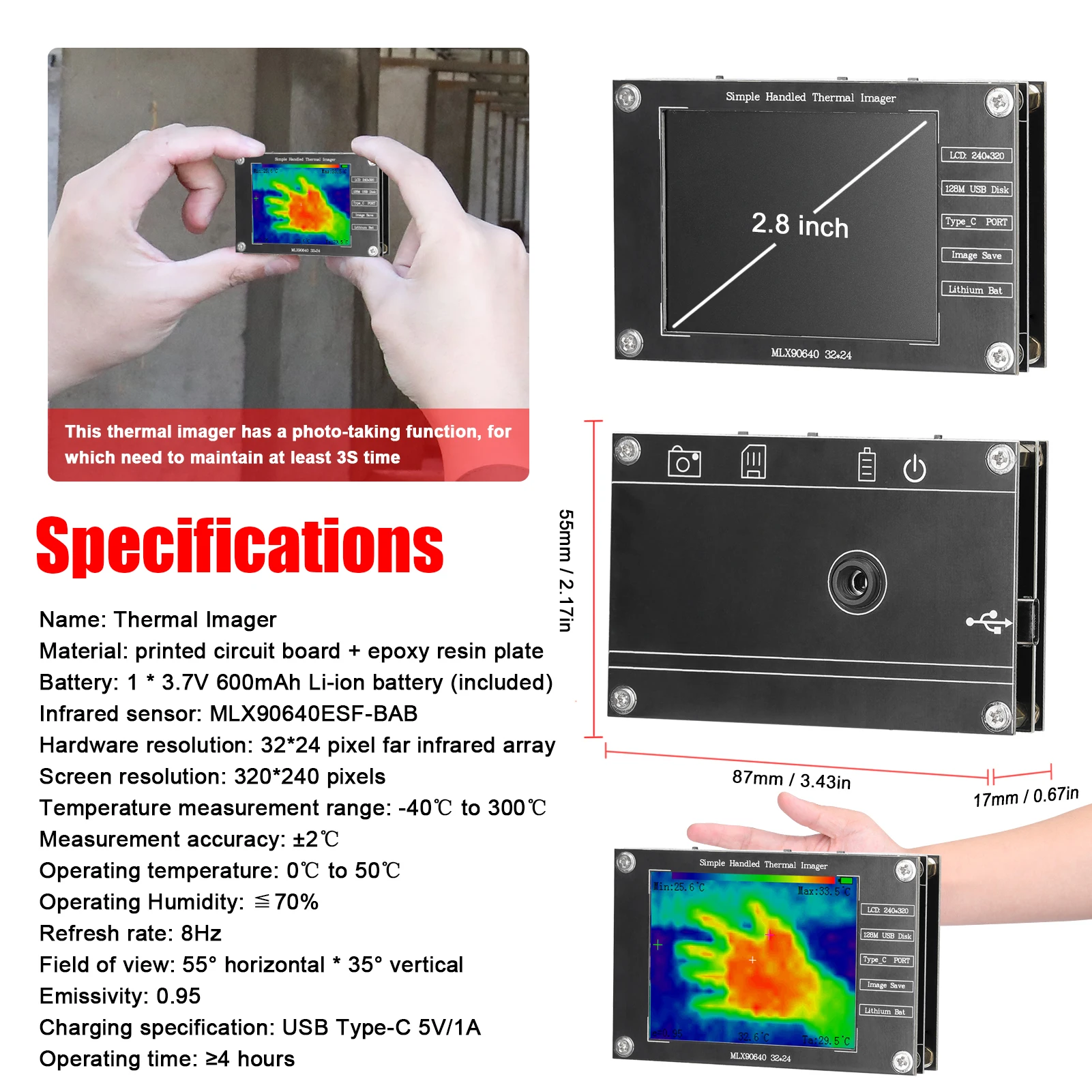 32*24 Thermal Imager -40℃ to 3 - Thermal Imaging Camera Pcb Repair recension och pris